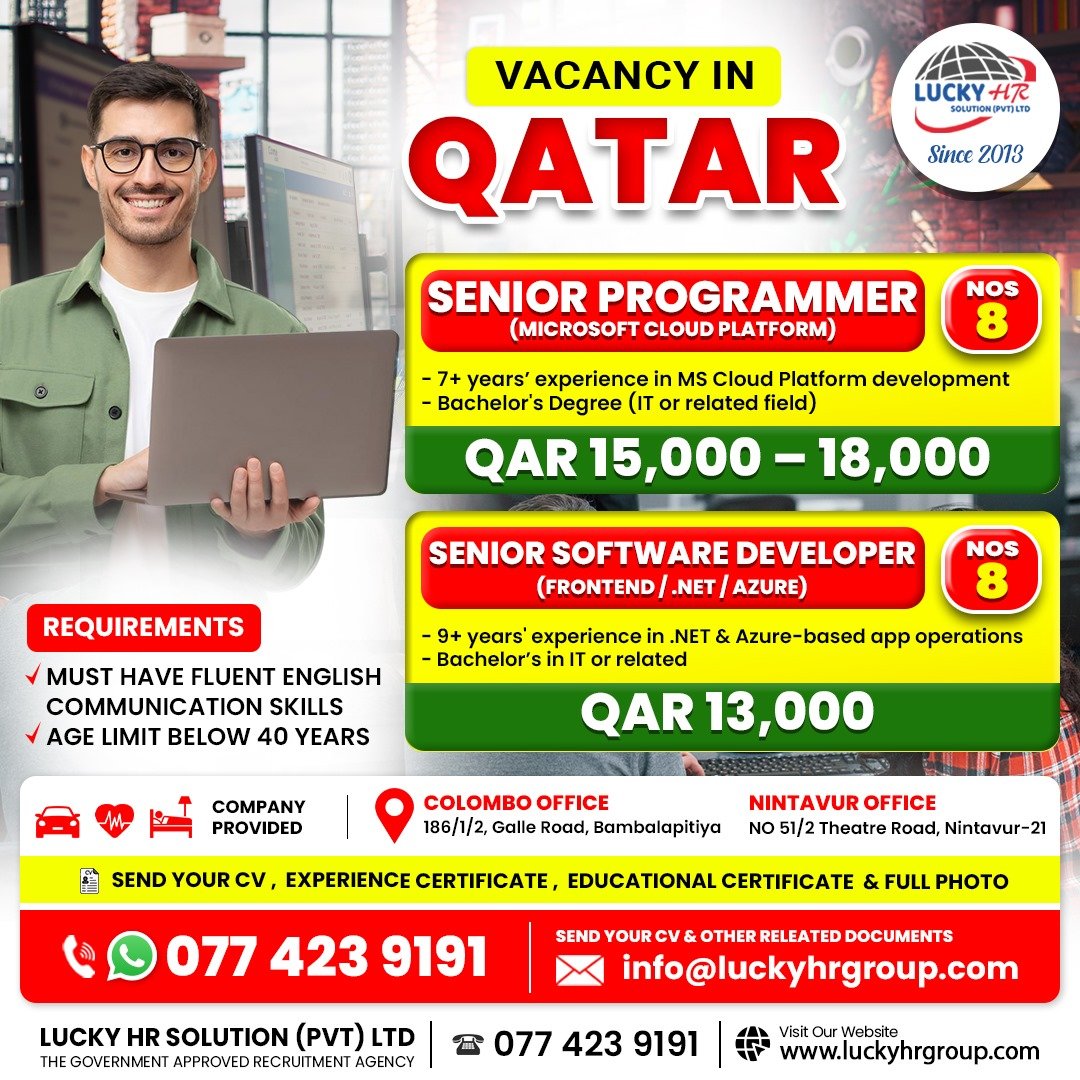 Vacancy in Qatar – Senior Programmers & Senior Software Developers ...